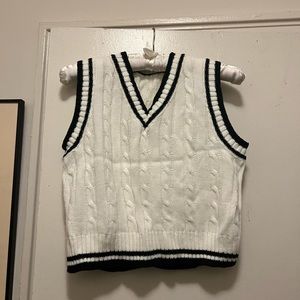 White and navy sweater vest